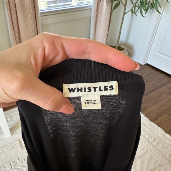 WHISTLES Wrap Tie-Front Short Sleeve Dress in Black 8 - Picture 8 of 12